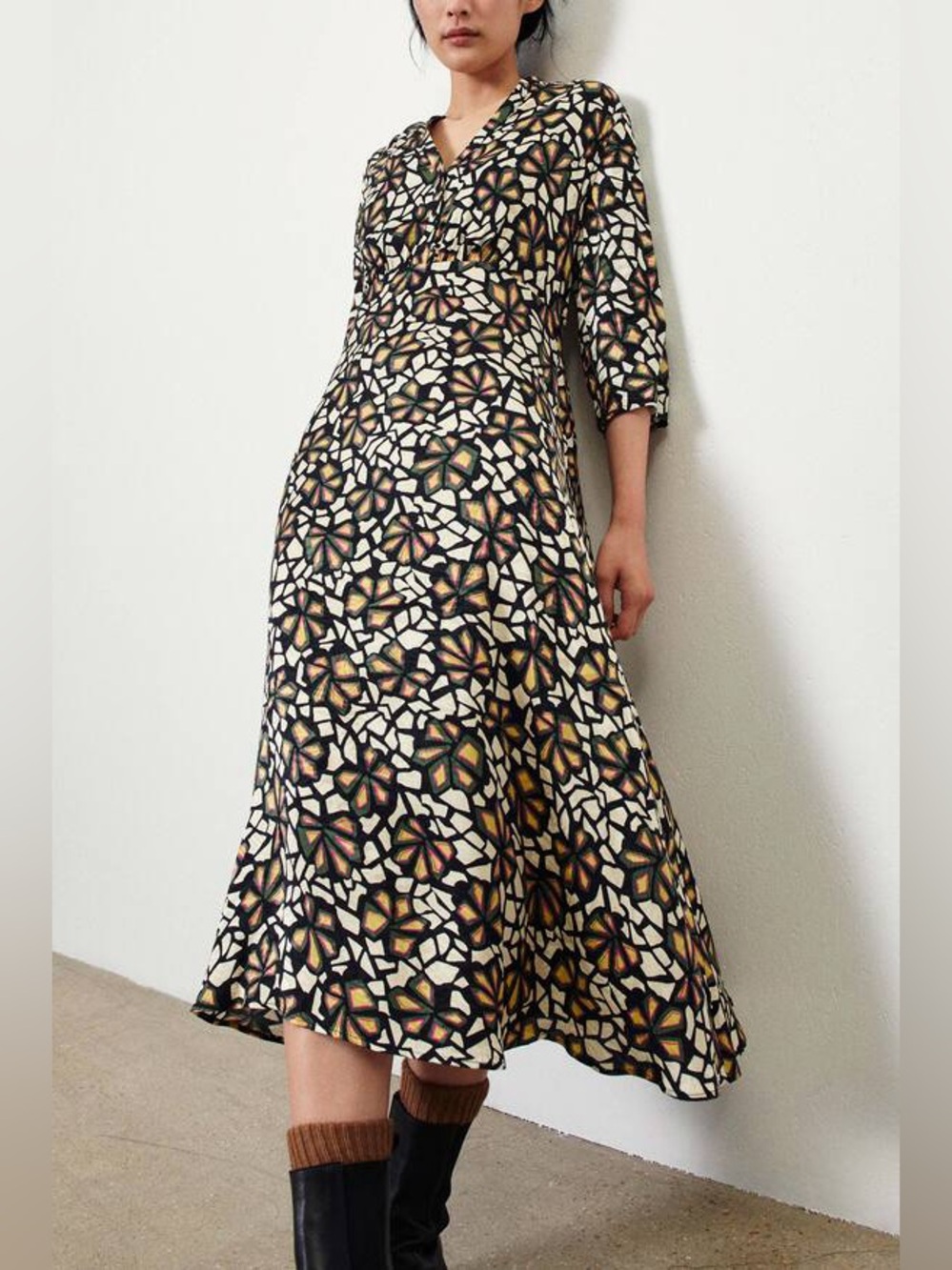 NWT. ba&sh. Manon Geometric Pattern Dress. Size Small.
